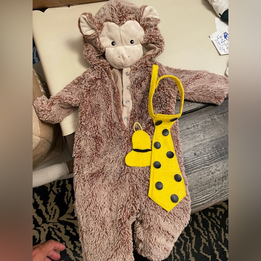 Pottery barn kids monkey costume and the man in the yellow hat accessories